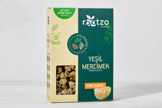 Rootzo Pipe Rigate Makarna Yeşil Mercimek 200 g