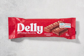 Delly Çikolata Kaplı Yer Fıstıklı & Vişneli Meyveli Bar 35 g