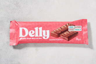Delly Çikolata Kaplı Bademli & Çilekli Meyveli Bar 35 g